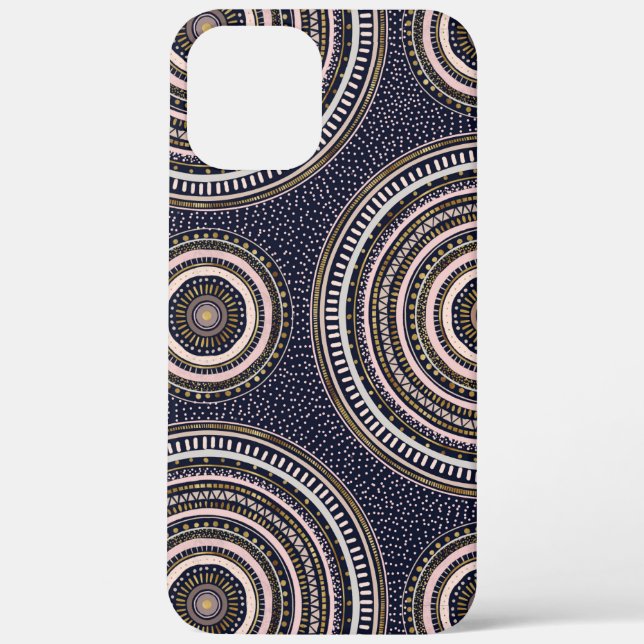 Gold Pink Geometric Doodles Blue Mandala Case-Mate iPhone Case (Back)