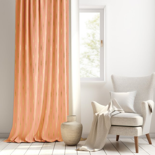 Gold pink geometric pattern blackout curtains (Creator Uploaded)