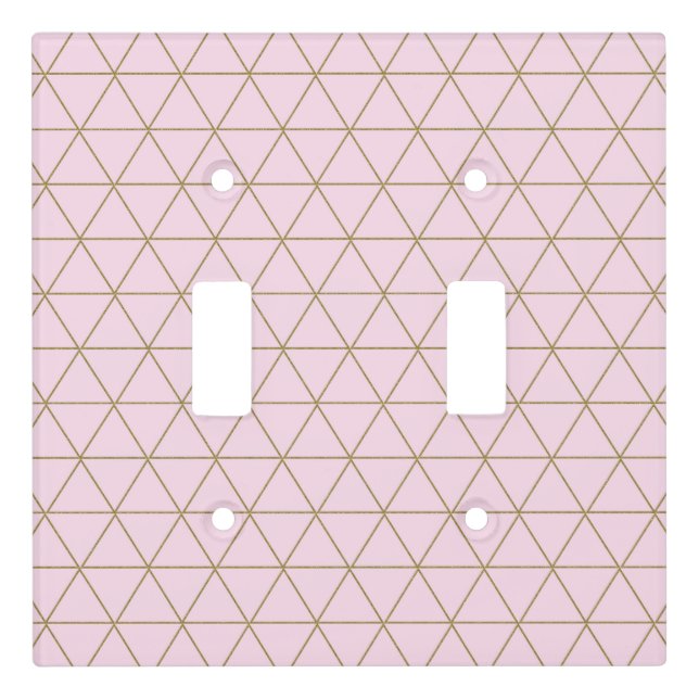 Gold Pink Geometric Triangles Boho Glam Minimal Light Switch Cover (Front)