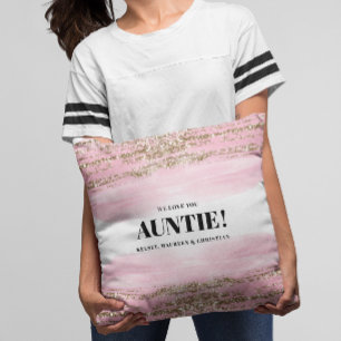Gold Pink Gift for Auntie with Names Throw Pillow