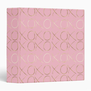 Gold Pink Girly Glam XOXO 3 Ring Binder