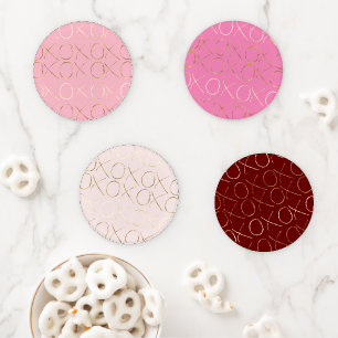 Gold Pink Girly Glam XOXO Coaster Set