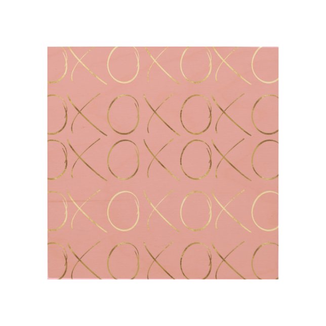Gold Pink Girly Glam XOXO Wood Wall Art (Front)