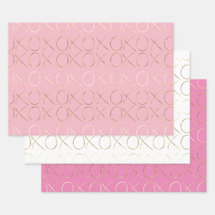 Gold Pink Girly Glam XOXO Wrapping Paper Sheets