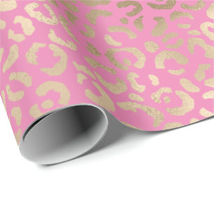 Gold Pink Glam Leopard Print   Wrapping Paper