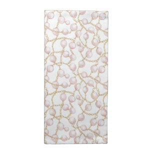 Gold Pink Glam Pearls Bridal Shower Cloth Napkin