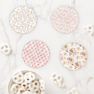 Gold Pink Glam Pearls Coaster Set