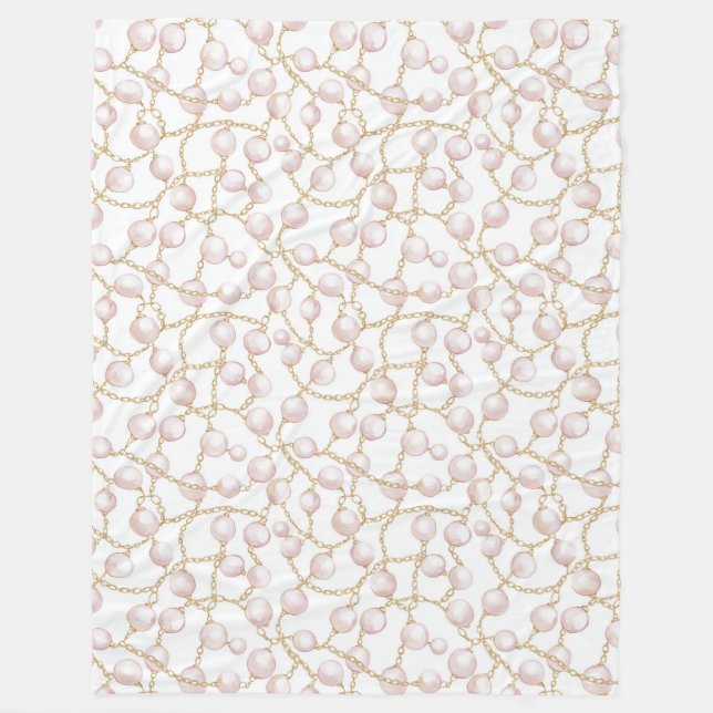 Gold Pink Glam Pearls   Fleece Blanket (Front)