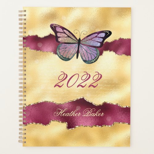 Gold  Pink Glam with Sparkle Buttefly Planner