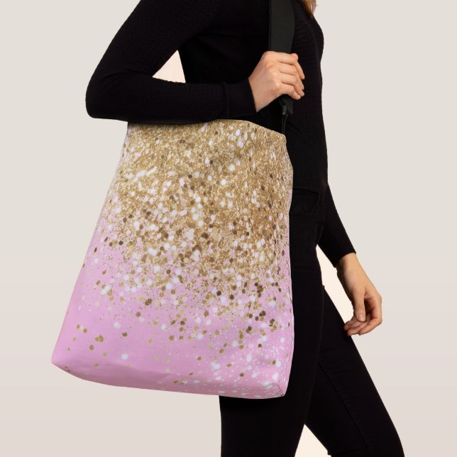 Gold Pink Glitter #1 Crossbody Bag (Close Up)