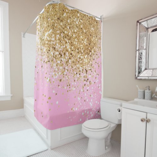 Gold Pink Glitter 1 Shower Curtain