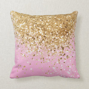 Gold Pink Glitter #1 Throw Pillow