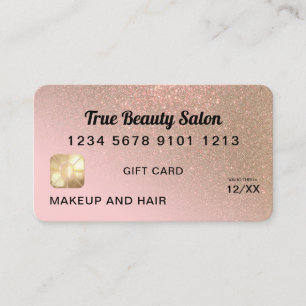 Gold Pink Glitter Credit Card Gift Certificate