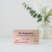 Gold Pink Glitter Credit Card Gift Certificate (Standing Front)