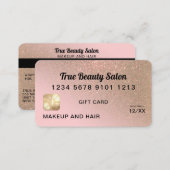 Gold Pink Glitter Credit Card Gift Certificate (Front/Back)