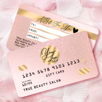 Gold Pink Glitter Credit Logo Gift Certificate by _LaFemme_ at Zazzle