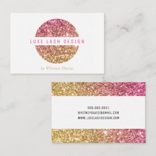 GOLD PINK GLITTER LOGO luxe glamorous glitzy Business Card