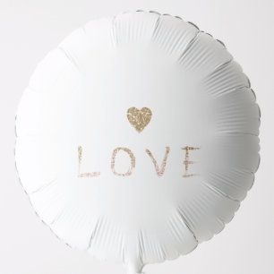 Gold Pink Glitter Love Heart Balloon