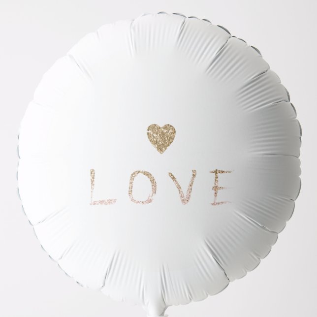Gold Pink Glitter Love Heart Balloon (Front)