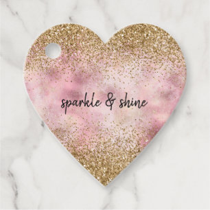 Gold Pink Glitter personalized Favor Tags