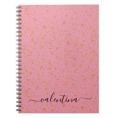 Gold Pink Glitter Sparkle Name Notebook