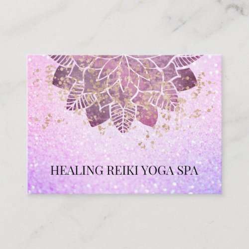  Gold Pink Glitter Spiritual Yoga Reiki Mandala Business Card
