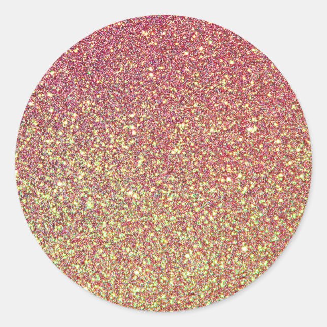 Gold Pink Glitter Texture Classic Round Sticker (Front)