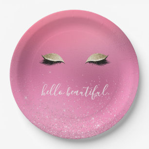 Gold Pink Glitzy Eyes Paper Plates