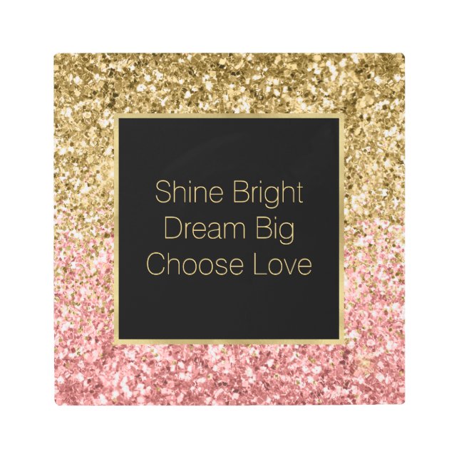 Gold Pink Glitzy Glitter Sparkle  Metal Print (Front)