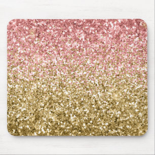 Gold Pink Glitzy Glitter Sparkle Mouse Pad