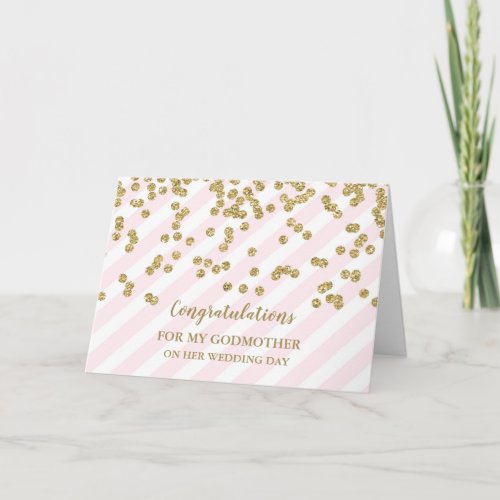 Gold Pink Godmother Wedding Day Congratulations Card