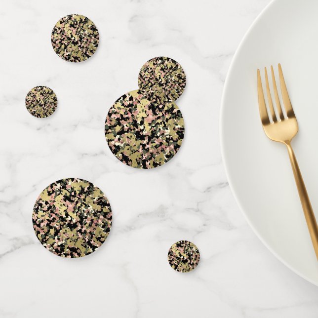 Gold Pink Green Black Camouflage Birthday Party Confetti (Group)