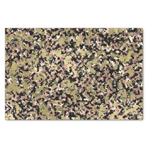 Gold Pink Green Black Camouflage Birthday Party Tissue Paper