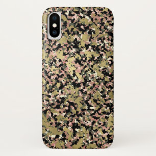 Gold Pink Green Black Camouflage Pattern Print iPhone X Case