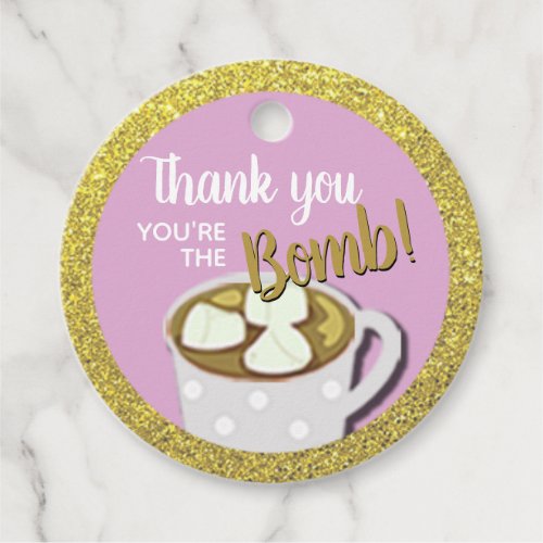 Gold Pink Hot Cocoa Bombs  Elegant Wedding Favor Tags