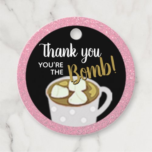 Gold Pink Hot Cocoa Bombs  Thank you Wedding Favor Tags