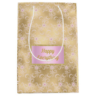 Gold pink lace elegant gift bag favor bag new