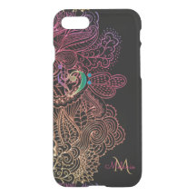 Gold Pink Lace Music Heart Monogram iPhone 7 Case