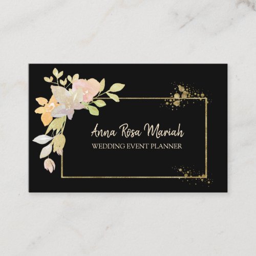  Gold Pink Lavender Elegant Glitter Flower Business Card