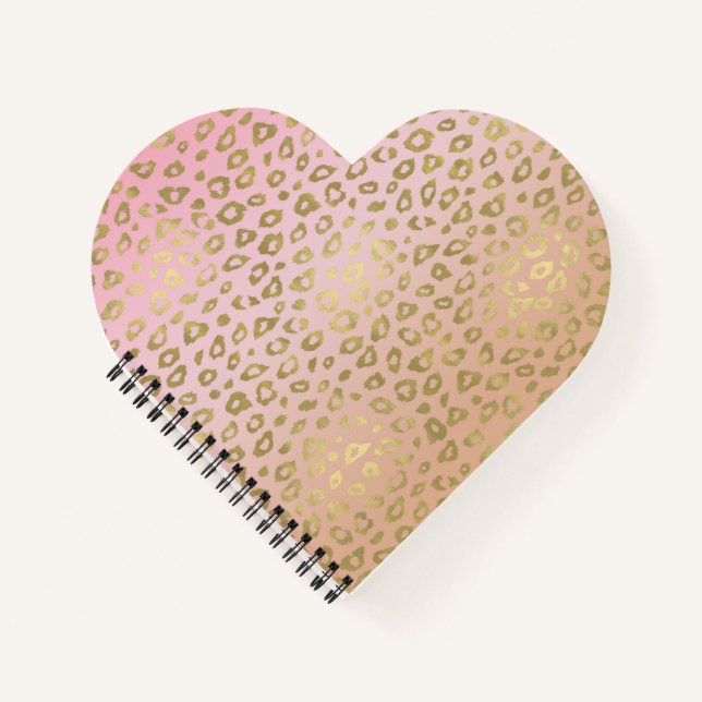 Gold Pink Leopard Print Notebook (Front)