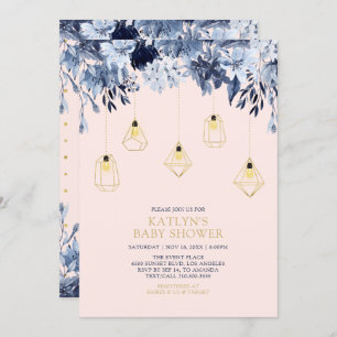 Gold & Pink   Lights Boho chic Baby Shower Invitation