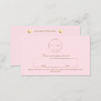 Gold Pink Logo Social Media Modern Elegant Appointment Card by CardStyle at Zazzle