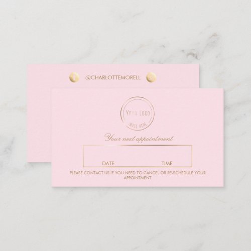 Gold pink logo social media modern elegant appointment card