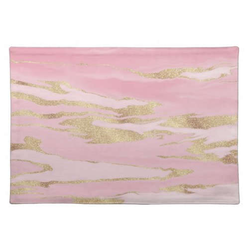 Gold Pink Marble Abstract Painting Cloth Placemat