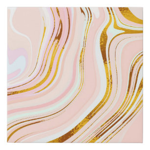 Gold Pink Marble: Luxurious Design. Faux Canvas Print