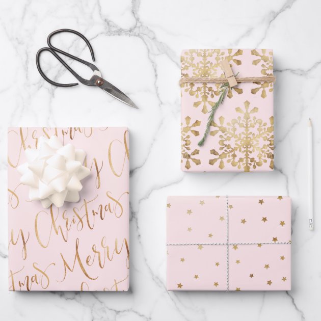 Pink and gold christmas shop wrapping paper