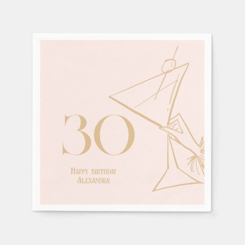 Gold Pink Modern 30th Adult Birthday Napkin