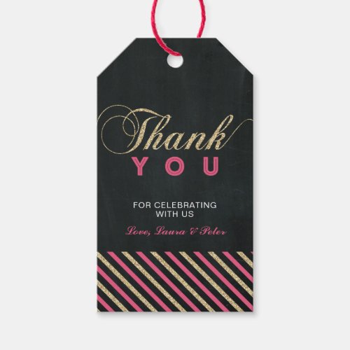 Gold  Pink  Modern Party Favor Thank You Tags