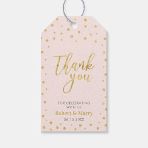 Gold & Pink Modern Wedding Thank you Tag