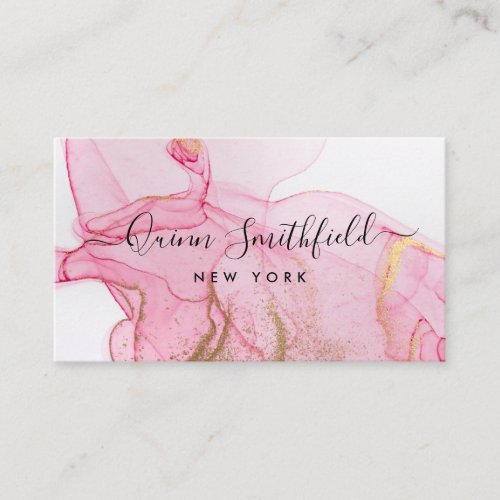 Gold Pink Painting Splatter Business Card